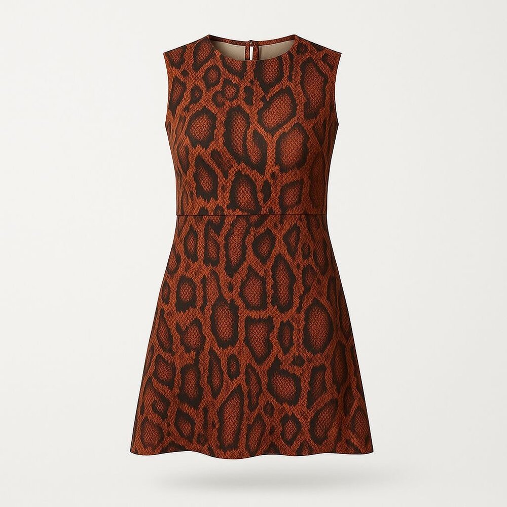 WeWoreWhat Muscle Tank Mini Dress Snake Print XS Cider A-Line Fitted Crewneck